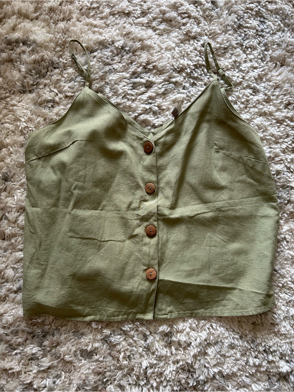 ASOS Olive Green Button-Front Crop Top with Adjustable Straps